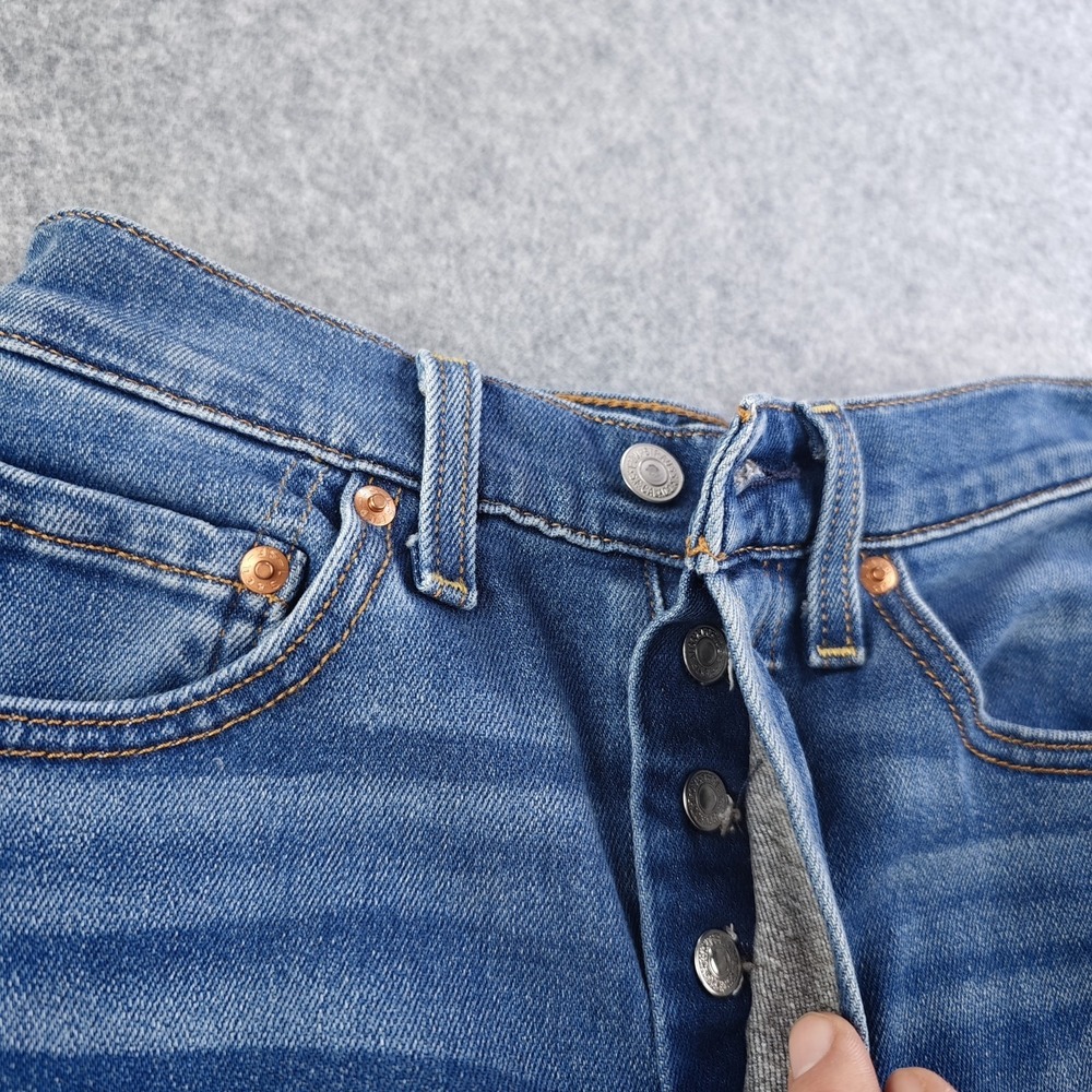 Levis Ribcage Straight Ankle Jeans Women's 24 Blue Medium Wash Denim Button Fly - Picture 5 of 11